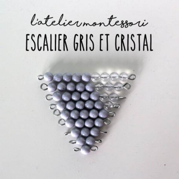 escalier perles montessori gris + cristal